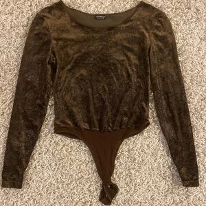 Cosabella Brown Fitted Bodysuit with Tie Front size medium